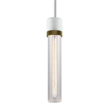 ZEEV Lighting P11706-E26-MW-K-AGB-G3 - Zigrina 12" Fluted Glass E26 Pendant in White with Knurled Ring in Brass