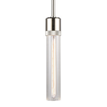 ZEEV Lighting P11707-E26-PN-G3 - Zigrina 12" Fluted Glass E26 Pendant with Knurled Ring Polished Nickel