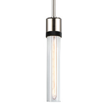ZEEV Lighting P11707-E26-PN-K-SBB-G1 - Zigrina 12" Clear Glass E26 Pendant in Nickel with Knurled Ring in Black