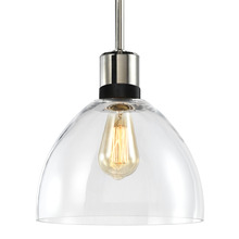 ZEEV Lighting P11707-E26-PN-K-SBB-G12 - Zigrina Glass Dome E26 Pendant in Nickel with Knurled Ring in Black