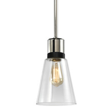 ZEEV Lighting P11707-E26-PN-K-SBB-G16 - Zigrina Glass Bell E26 Pendant in Nickel with Knurled Ring in Black
