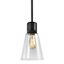 ZEEV Lighting P11708-E26-SBB-G16 - Zigrina Glass Bell E26 Pendant with Knurled Ring Satin Black