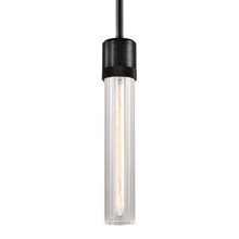 ZEEV Lighting P11708-E26-SBB-G3 - Zigrina 12" Fluted Glass E26 Pendant with Knurled Ring Satin Black