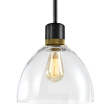 ZEEV Lighting P11708-E26-SBB-K-AGB-G12 - Zigrina Glass Dome E26 Pendant in Black with Knurled Ring in Brass