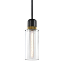 ZEEV Lighting P11708-E26-SBB-K-AGB-G14 - Zigrina 12" Glass Drum E26 Pendant in Black with Knurled Ring in Brass