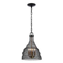 ZEEV Lighting P30064-4-DBZ - Urban 12" 4-Light, Chain Link Metal Shade Pendant in Dark Bronze