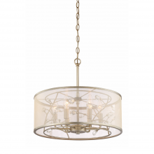 ZEEV Lighting P30082-6-BNS - Vine 17" 6-Light, Organza Drum Shade Crystal Pendant in Silver
