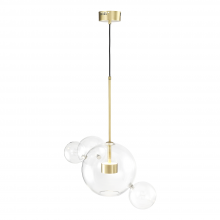 ZEEV Lighting P30103-2-AGB - Satellite 22" 2-Light, Glass Multi-Globe Pendant in Aged Brass