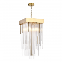 ZEEV Lighting P30107-4-P-AGB - Waterfall 12" 4-Light, Square Glass Pendant in Aged Brass