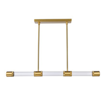 ZEEV Lighting PL11725-LED-3-AGB-G3 - Zigrina 48" Fluted Glass LED Linear with Knurled Rings Brass