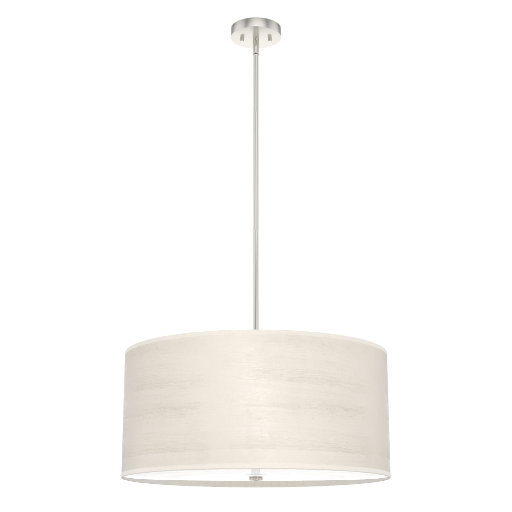 Hunter Solhaven Bleached Alder and Brushed Nickel with Painted Cased White Glass 4 Light Pendant