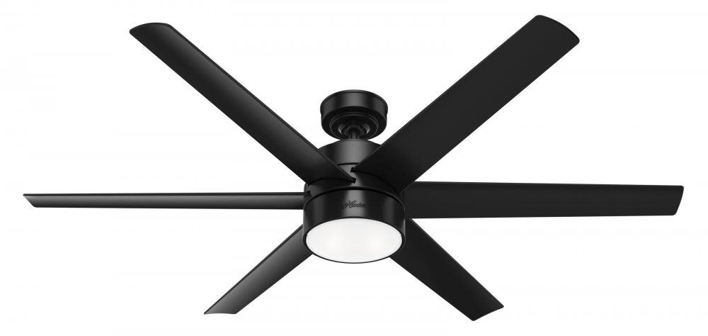 Hunter 60 inch Solaria ENERGY STAR® Matte Black Damp Rated Ceiling Fan with LED Lt Kit