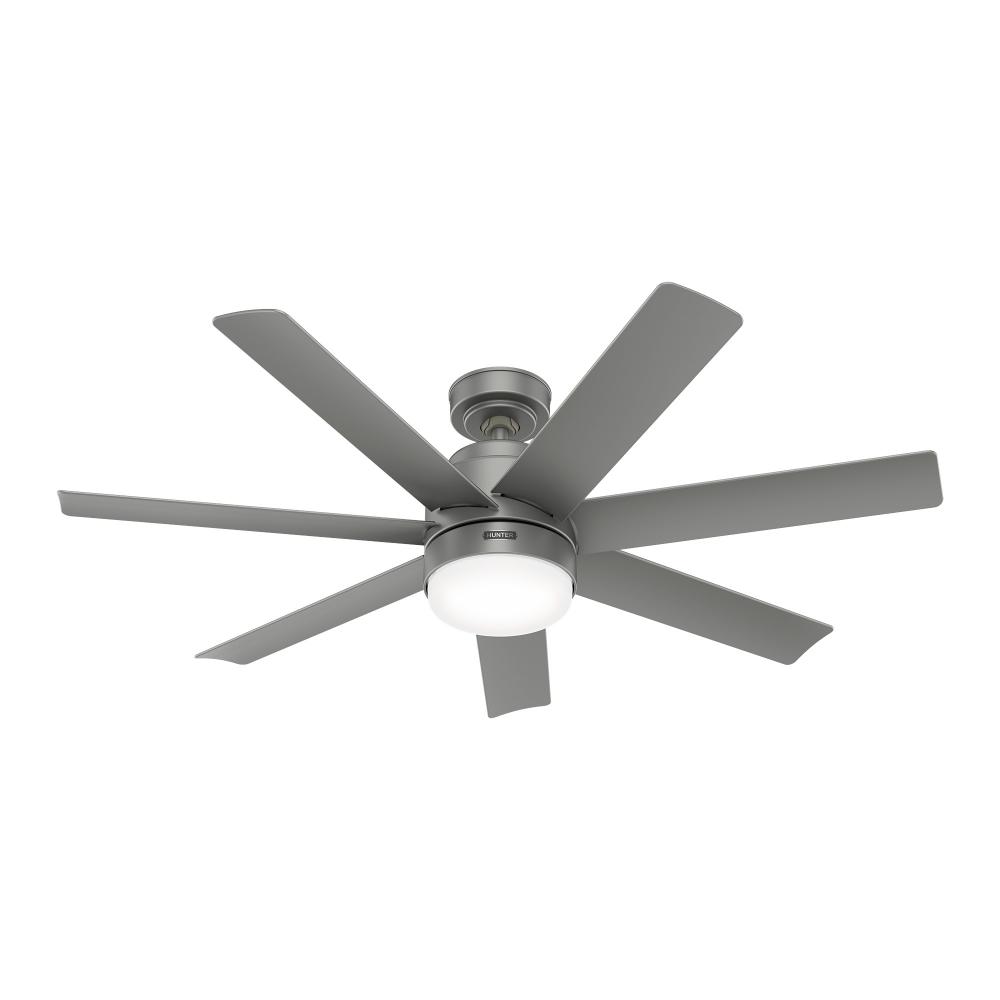 Hunter 52 in Brazos ENERGY STAR® Matte Silver Damp Rated Ceiling Fan with LED Lt Kit