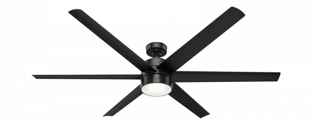 Hunter 72 inch Solaria ENERGY STAR® Matte Black Damp Rated Ceiling Fan with LED Lt Kit