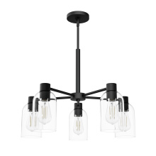 Hunter 49081 - Hunter Lochemeade Matte Black with Clear Glass 5 Light Chandelier Ceiling Light Fixture