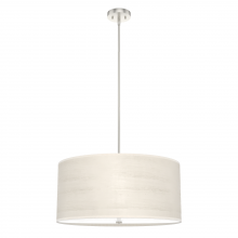 Hunter 19383 - Hunter Solhaven Bleached Alder and Brushed Nickel with Painted Cased White Glass 4 Light Pendant