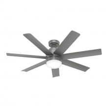 Hunter 52376 - Hunter 52 in Brazos ENERGY STAR® Matte Silver Damp Rated Ceiling Fan with LED Lt Kit