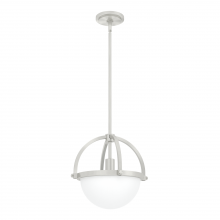 Hunter 19233 - Hunter Wedgefield Brushed Nickel with Frosted Cased White Glass 1 Lt Pendant Ceiling Light Fixture
