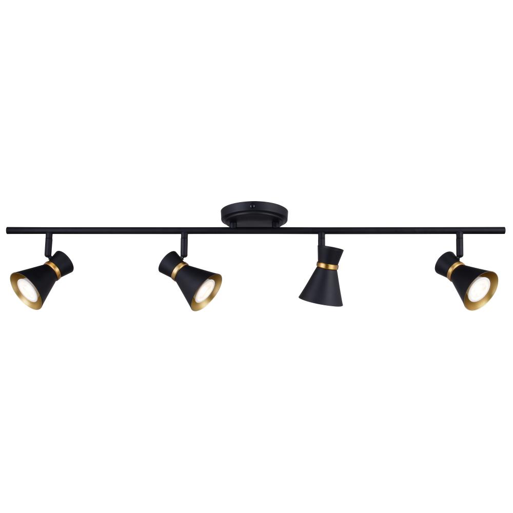 Alto 4 Light LED Directional Light Matte Black and Satin Brass