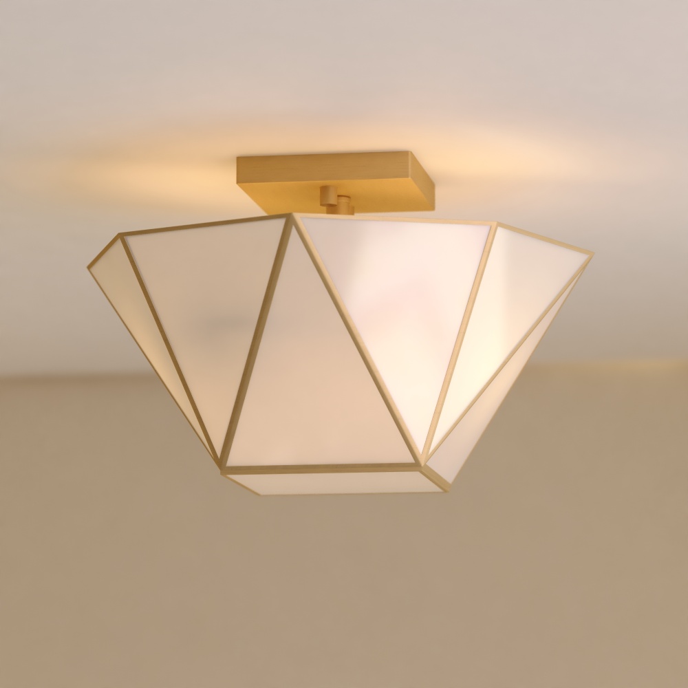 Burnett 14-in. W 2 Light Semi-Flush Mount Muted Brass