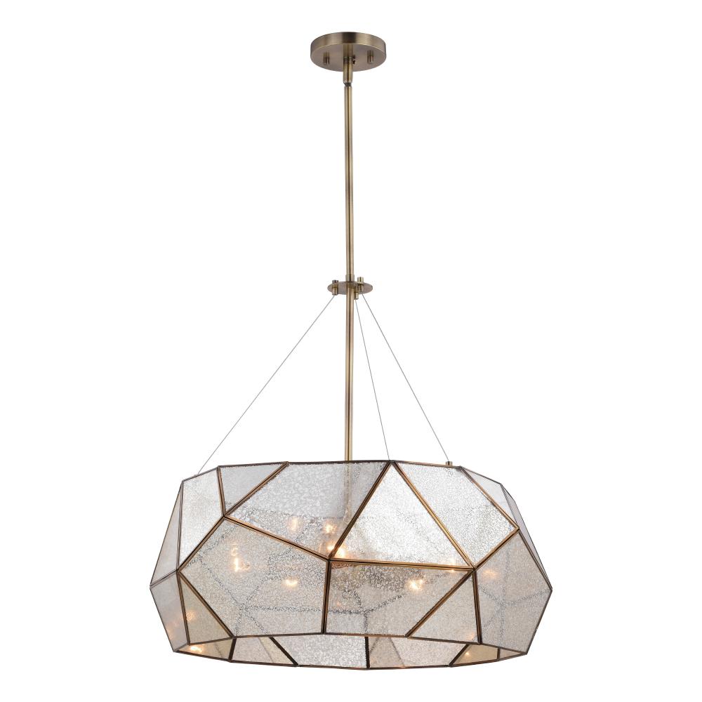 Euclid 24 in.W  5 Light Pendant Aged Brass