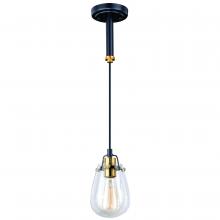 Vaxcel International P0232 - Kassidy 5-in Mini Pendant or Wall Light (Dual Mount) Black and Natural Brass