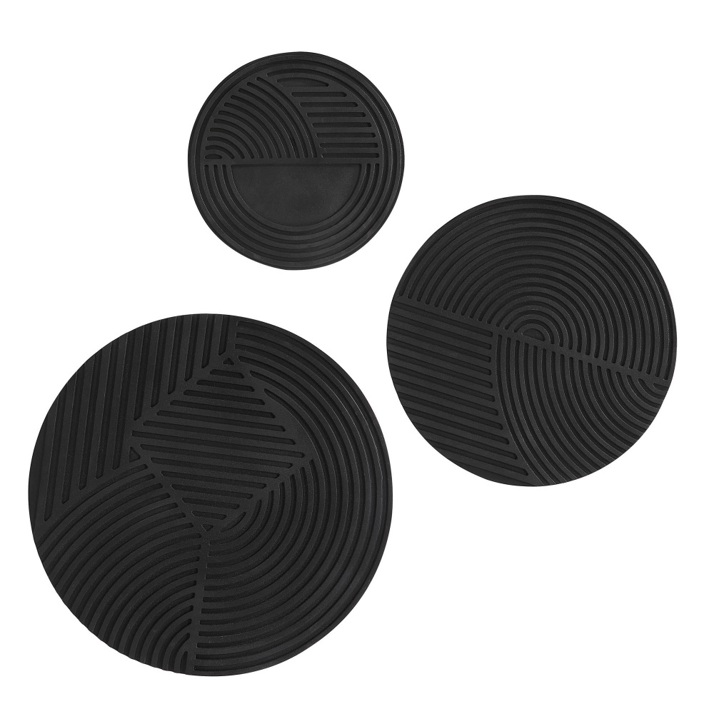 Sofia 3 Piece Wide Wall Art, Matte black