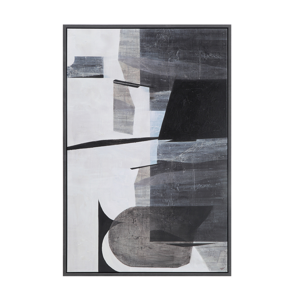 Elliott 60&#34; Wide Canvas Art with Wood Frame, Charcoal Black