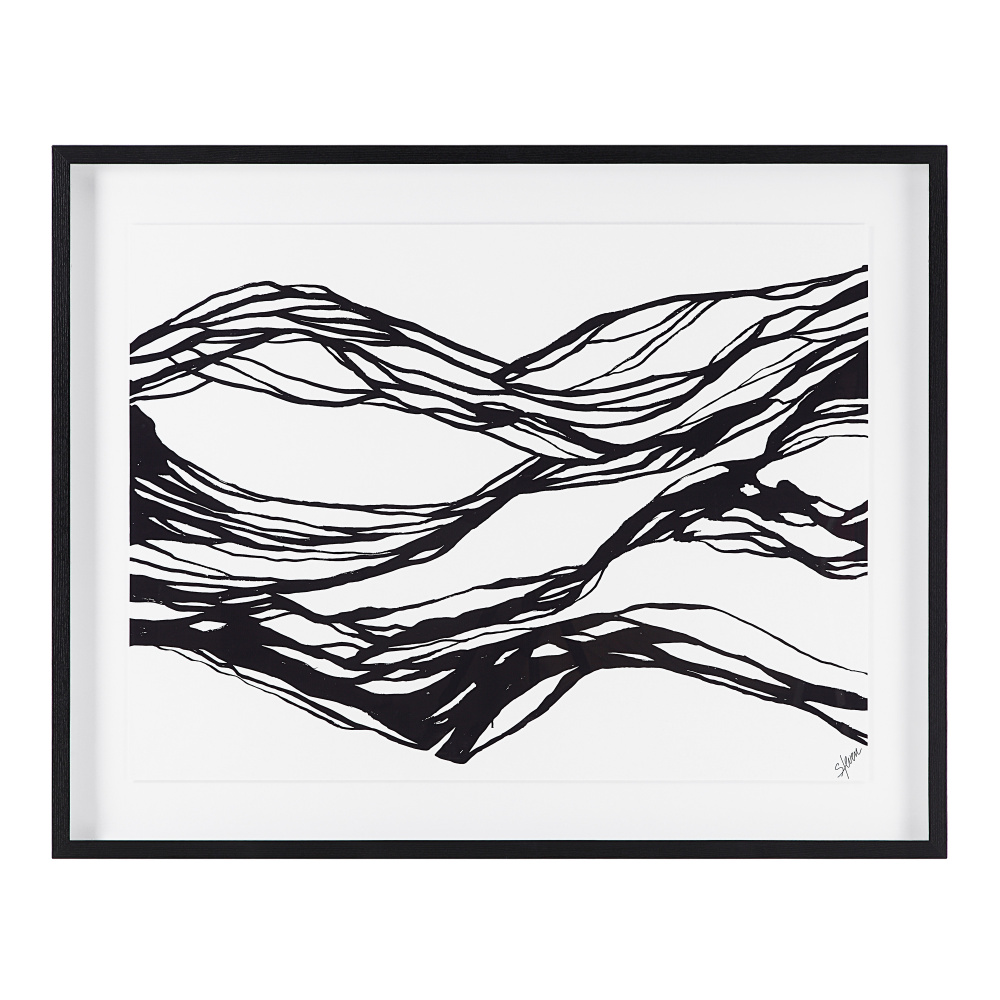 Mica 45&#34; Wide Wall Art with Wood Frame, Painted Black