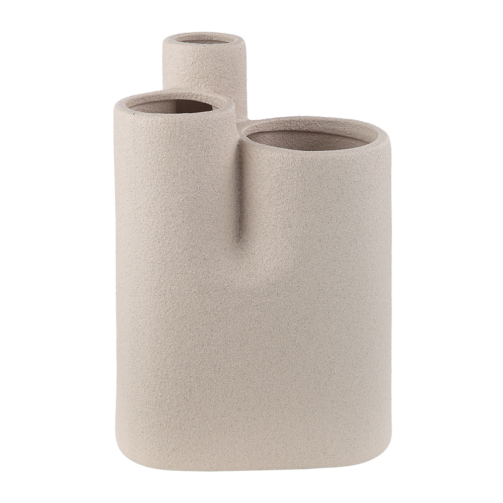 Fontaine Indoor Ceramic Vase, Textured Matte Ivory
