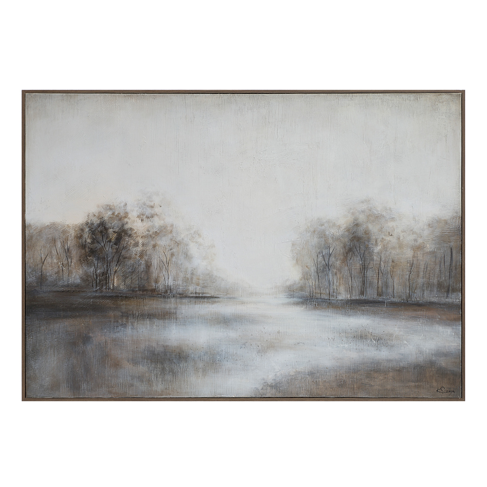 Country 60&#34; Wide Canvas Art, White, Grey, Beige