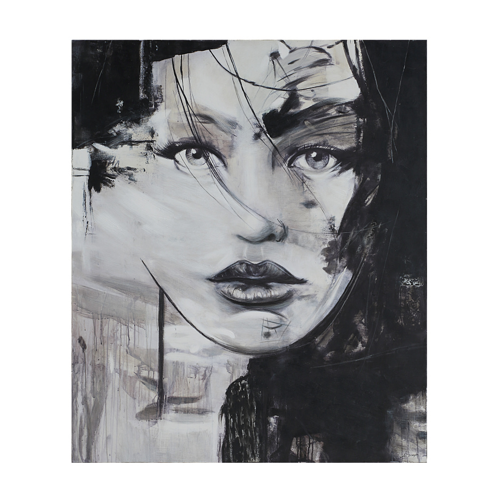 Chrysantine 50&#34; Wide Canvas Art, Black