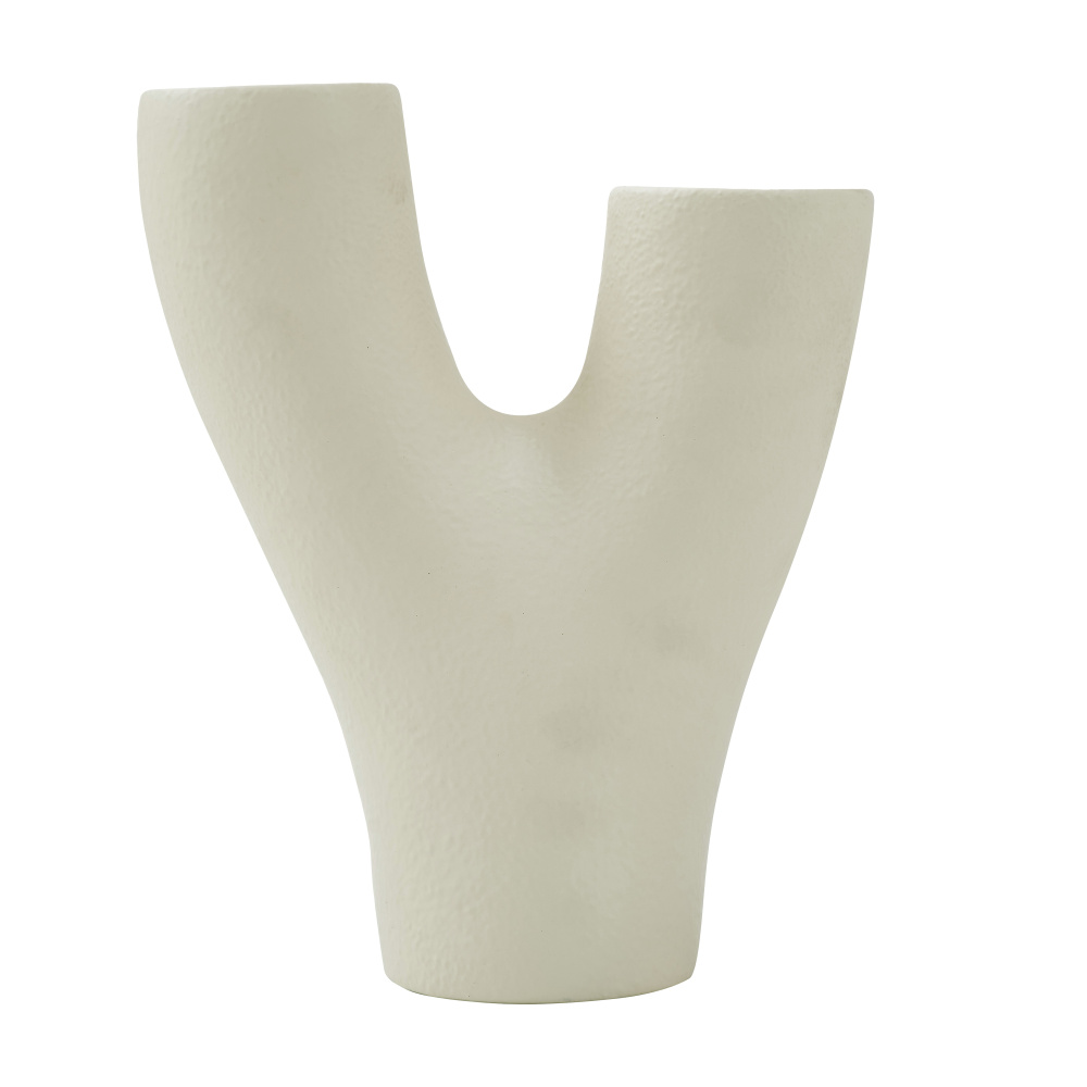 Wisteria Indoor Ceramic Stoneware Large Vase, Textured Beige Semi-Gloss