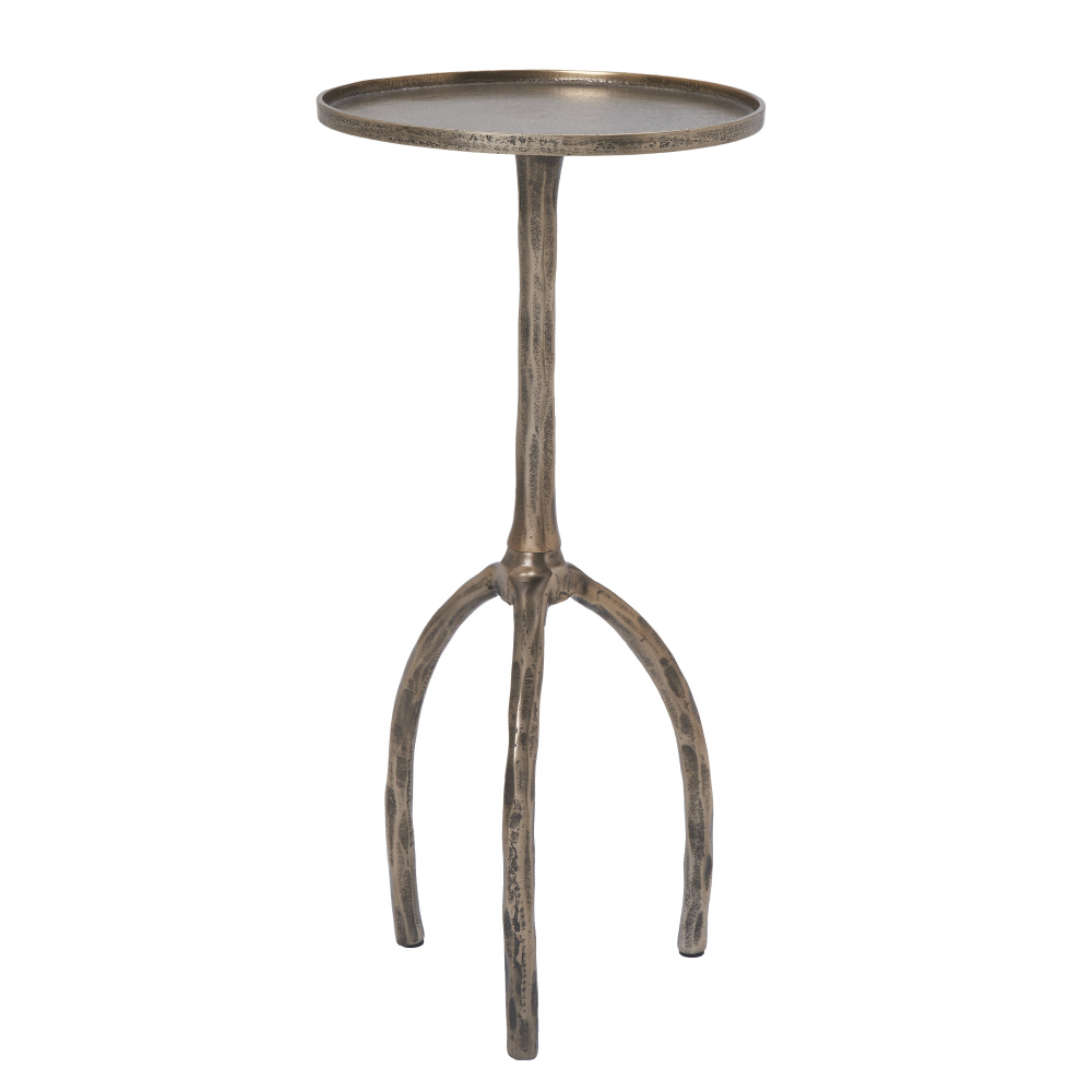 Dunn Indoor Cast Aluminum Side Table, Antique Brass