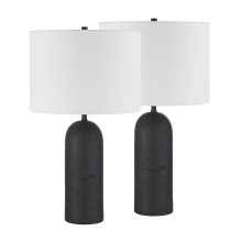 Renwil LPT1267-SET2 - Augusta 25" Tall Black Resin Table Lamp with Drum Linen Shade (Set of 2)