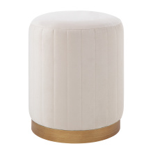 Renwil CHA093 - Baylor Indoor Poly-Velvet Ottoman, Off-White