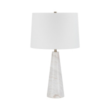 Renwil LPT1260 - Vevey 25" Tall Plated Antique Brushed Brass Iron Table Lamp with Tapered Linen Shade