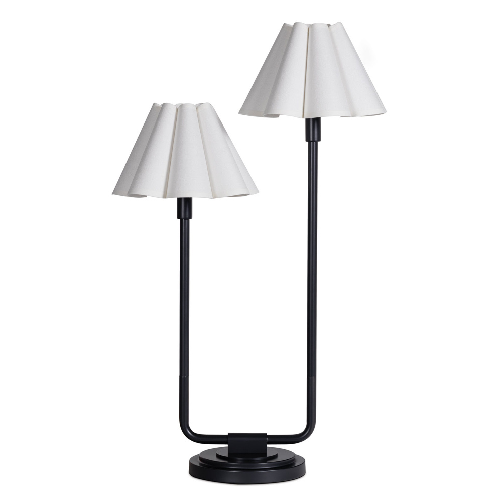 Regina Andrew Polly Double Arm Table Lamp (Blackened Brass with White Shade)