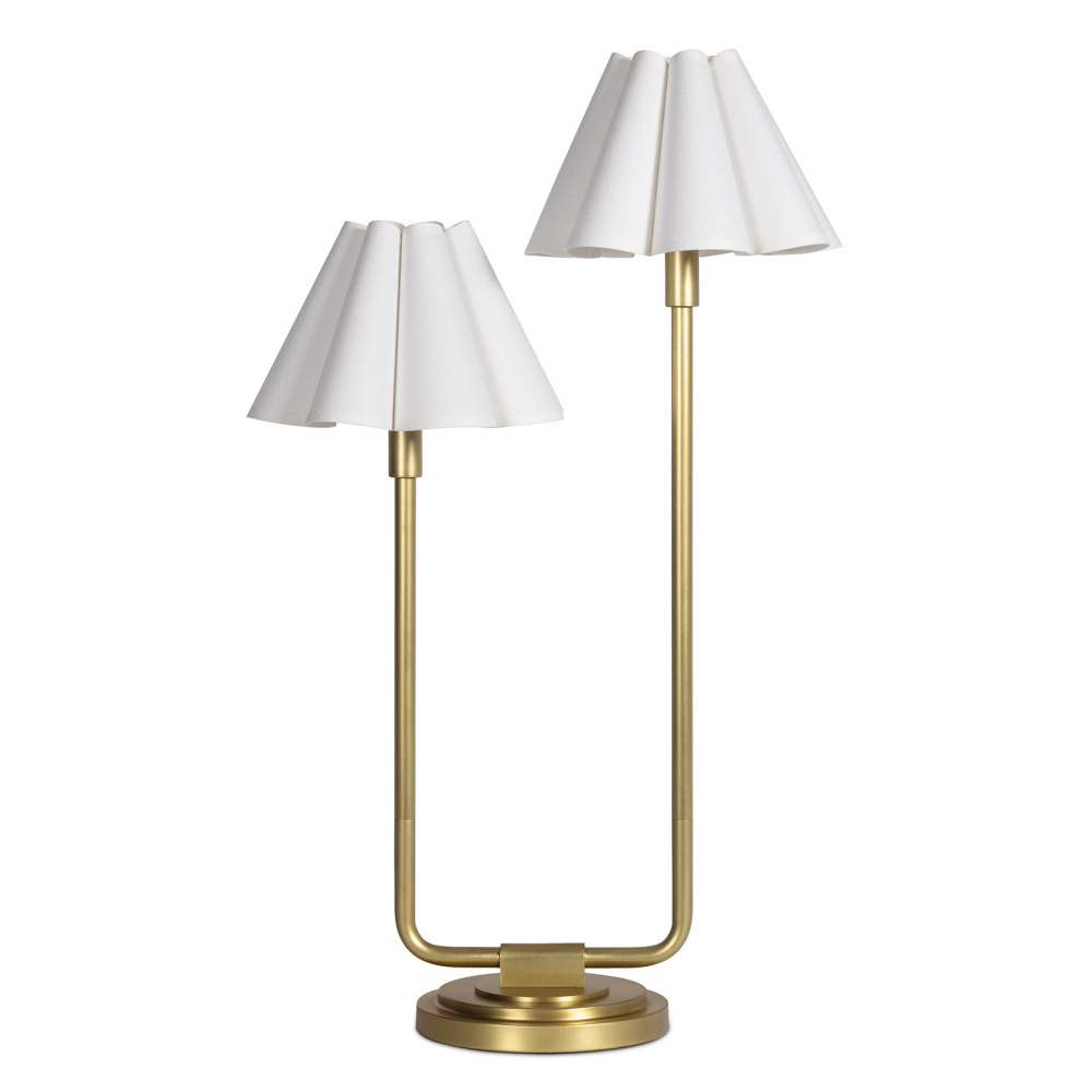 Regina Andrew Polly Double Arm Table Lamp (Natural Brass with White Shade)