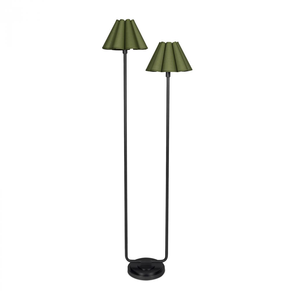Regina Andrew Polly Floor Lamp (Blackened Brass with Green Scalloped Shade)