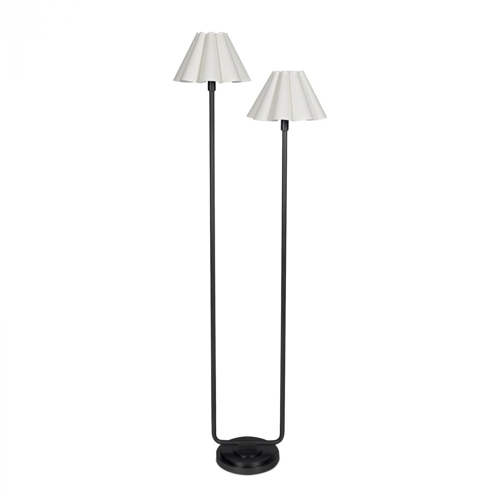 Regina Andrew Polly Floor Lamp (Blackened Brass with White Scalloped Shade)
