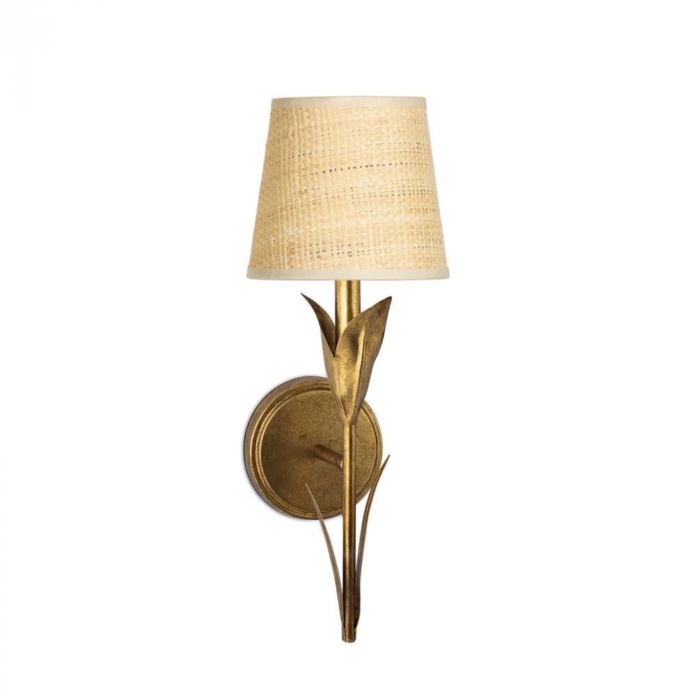 Regina Andrew River Reed Sconce Single (Antique Gold Leaf with Rattan Shade)
