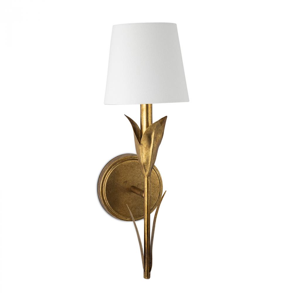 Regina Andrew River Reed Sconce Single (Antique Gold Leaf with Natural Linen Shade)
