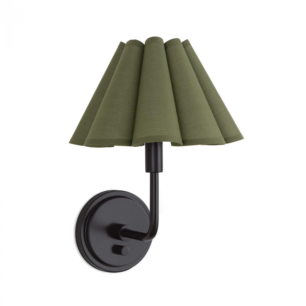 Regina Andrew Polly Sconce Single (Blackened Brass with Green Scalloped Shade)