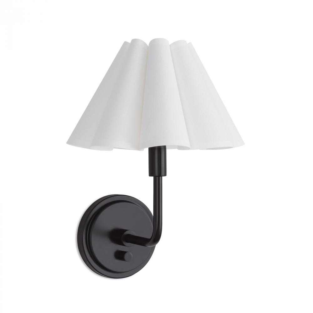 Regina Andrew Polly Sconce Single (Blackened Brass with White Scalloped Shade)
