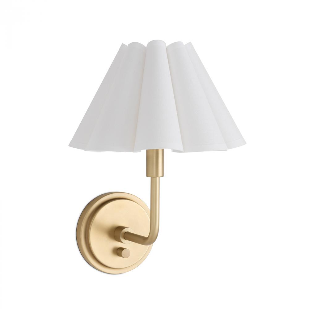 Regina Andrew Polly Sconce Single (Natural Brass with White Scalloped Shade)