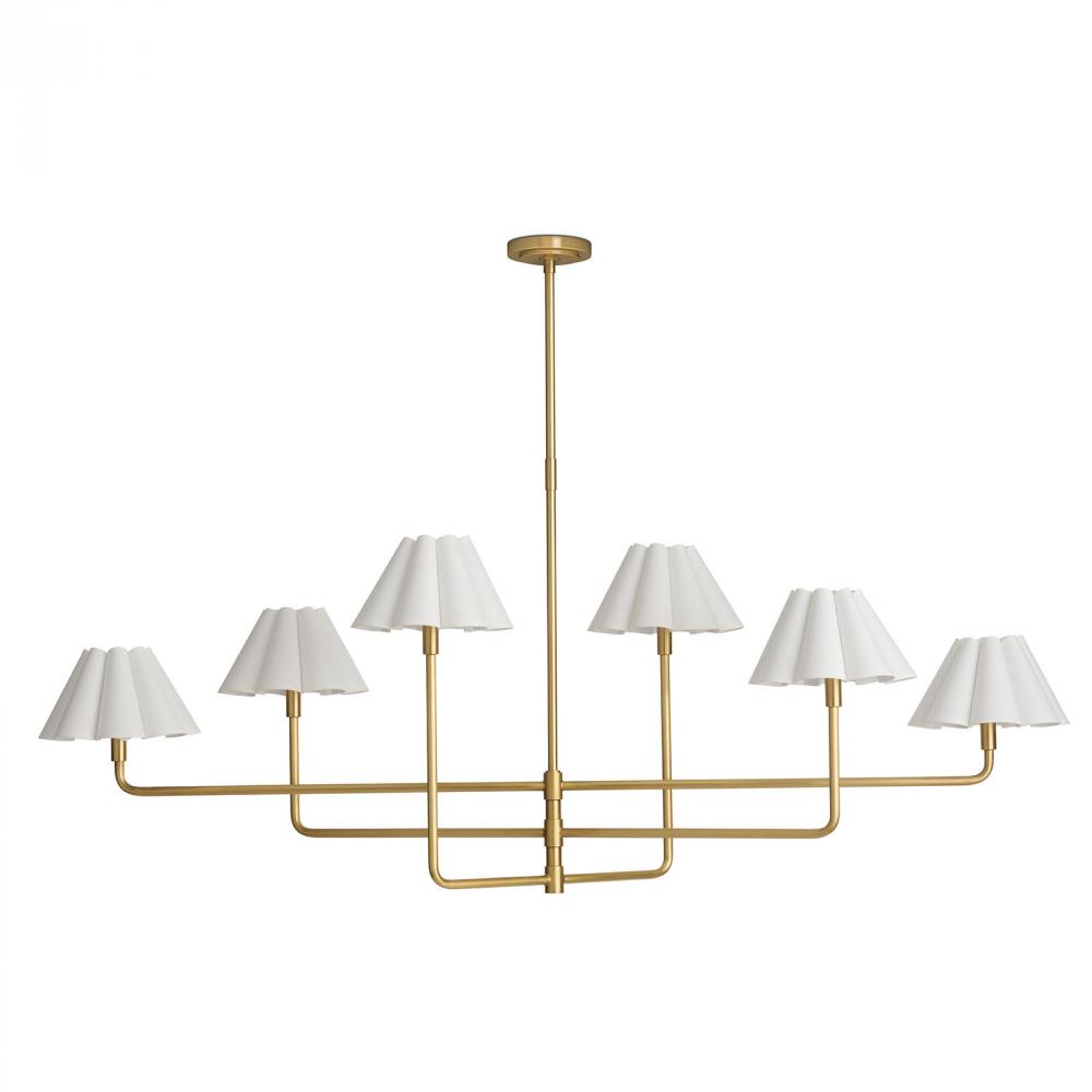 Regina Andrew Polly Metal Chandelier (Natural Brass with White Scalloped Shade)