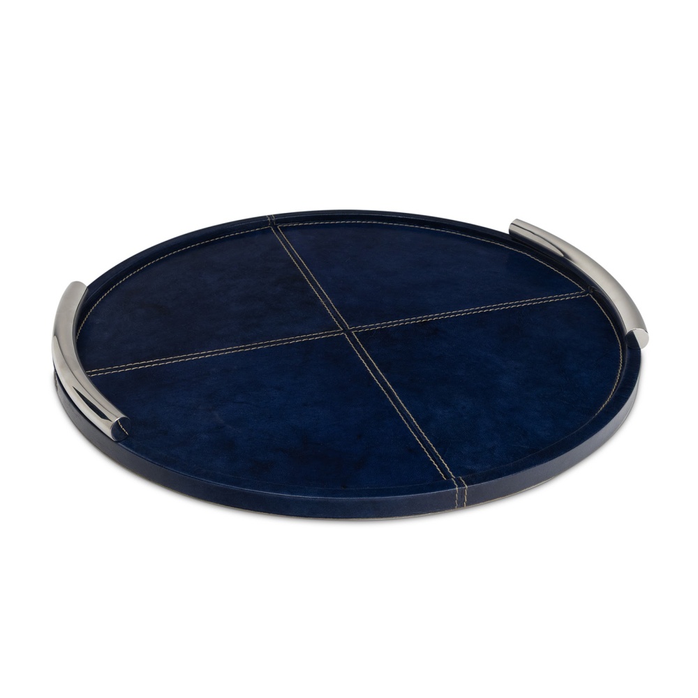 Regina Andrew Hayes Leather Tray Round Small (Blue)