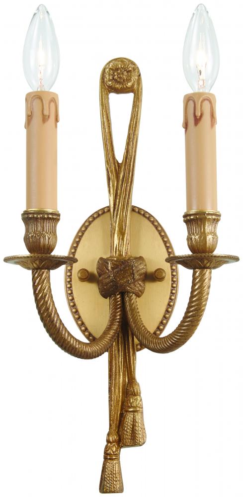 2LIGHT WALL SCONCE ANTIQUE GOLD