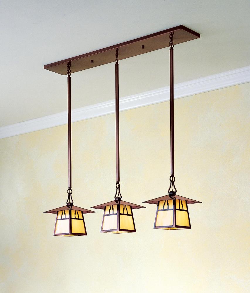 8&#34; carmel 3 light in-line chandelier with t-bar overlay